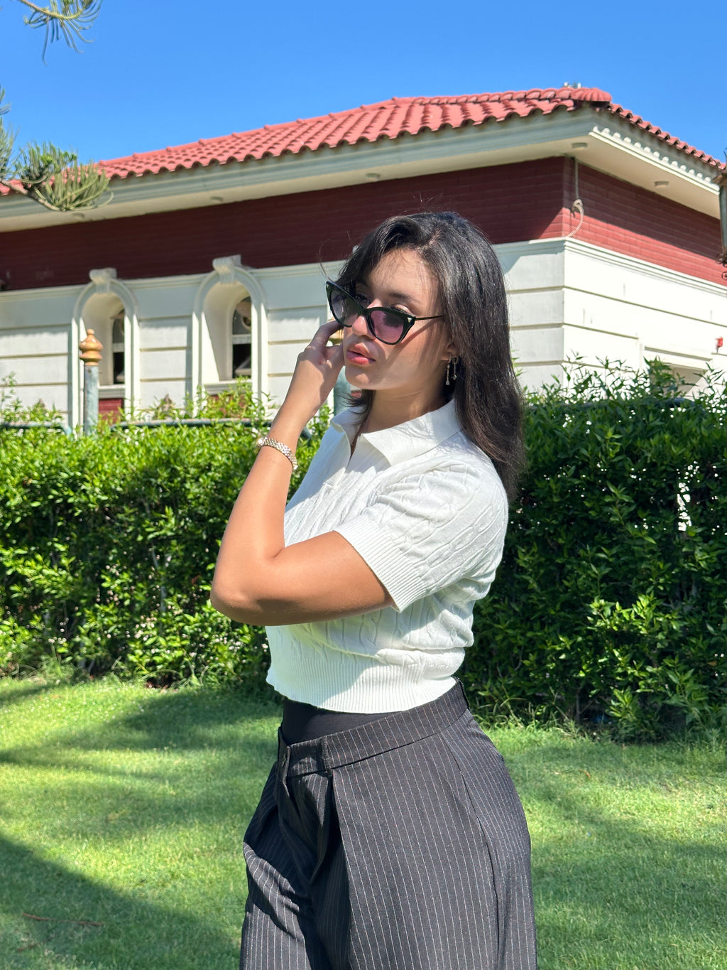 Outlyre Cable-Knit Polo Women