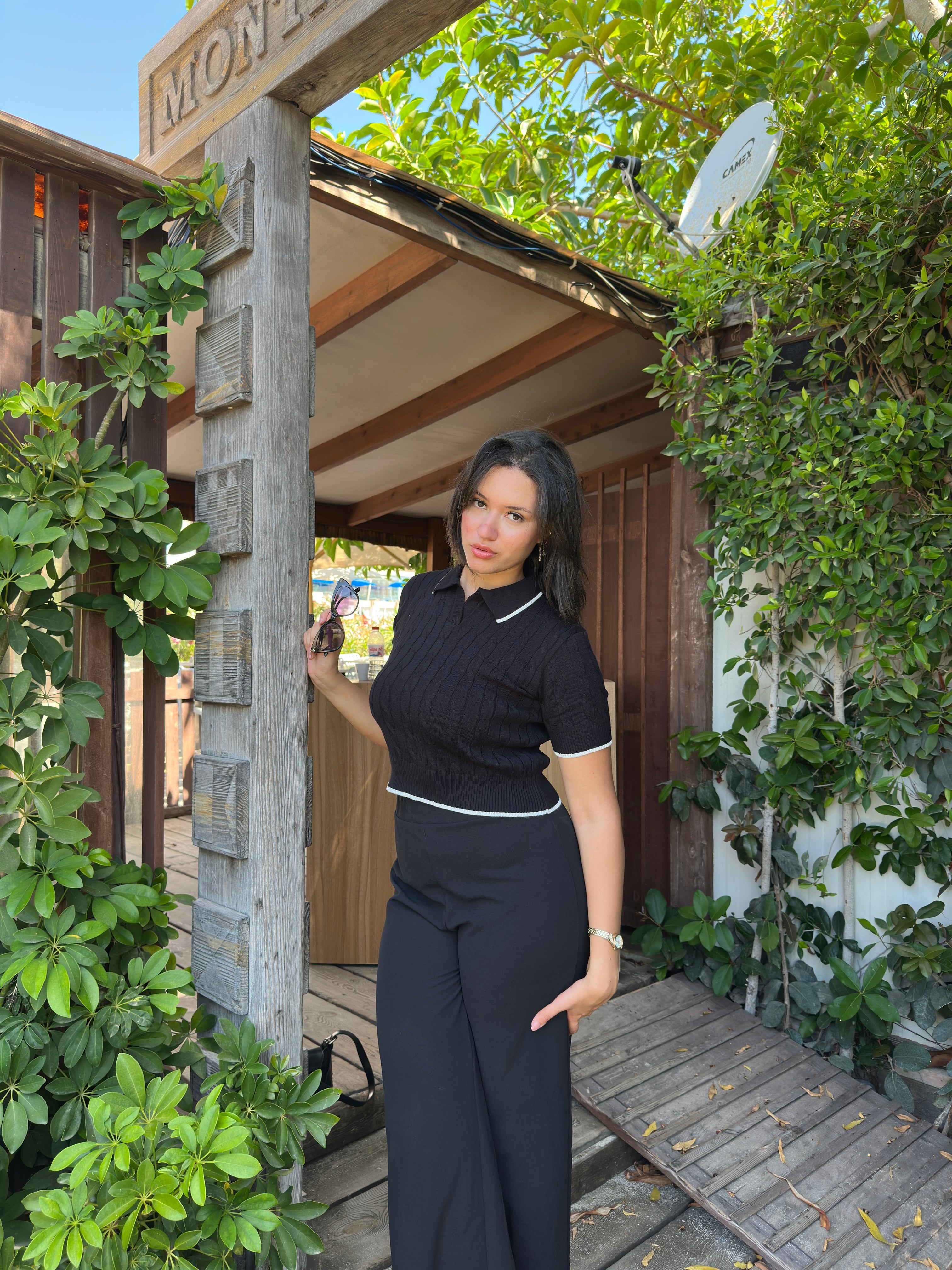 Outlyre Cable-Knit Polo Women