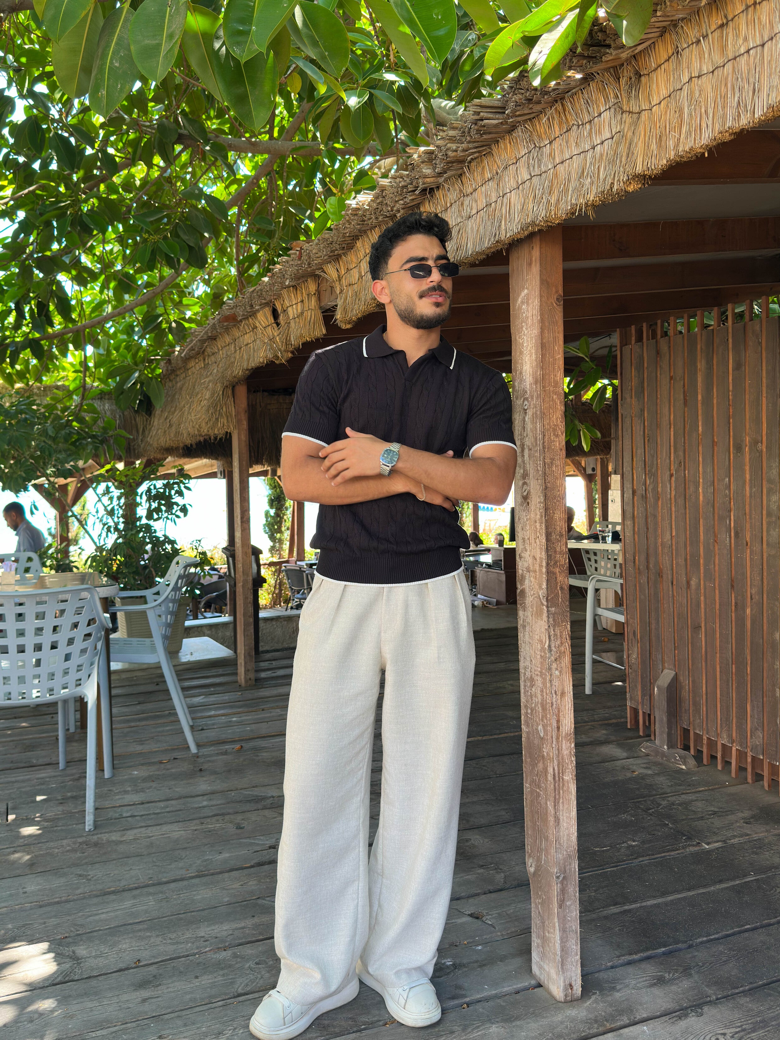 Outlyre Cable-Knit Polo Men