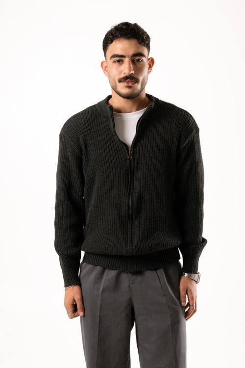 Outlyre Ribbed Zipper Knit Jacket